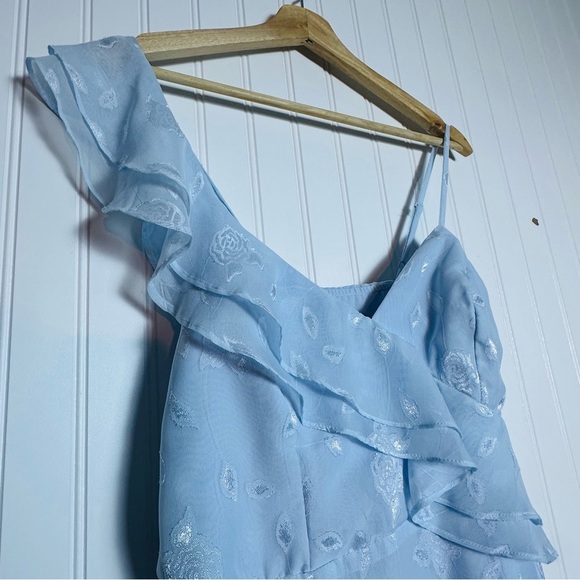 Lulus Forever Be Floral Sleeveless High-Low Dress in Light Blue L Wedding Party - Picture 8 of 12